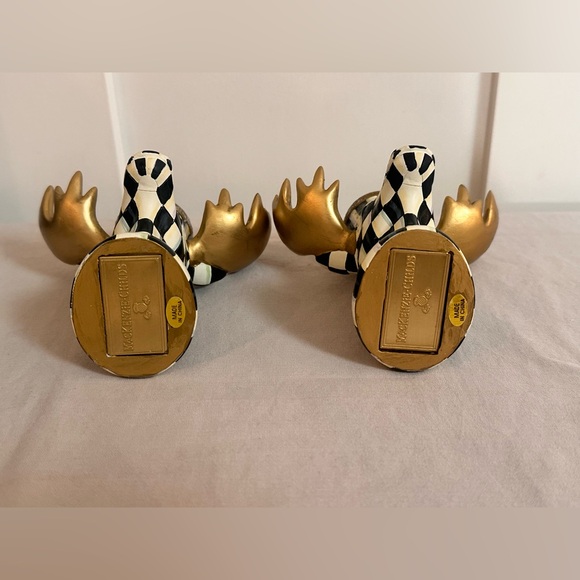 MacKenzie Childs courtly check moose candle holders holiday checkered whimsical - Picture 11 of 11